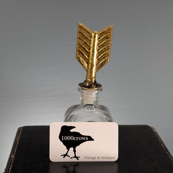 Vintage style glass large inkwell, decorative bottle with arrow stopper - Picture 7 of 8